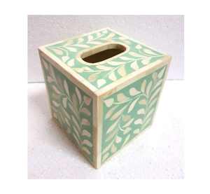 Soporte de caja de pañuelos con incrustaciones de hueso de lujo con arte Floral para mesa de comedor, Mostrador de tocador y sala de estar - Product Image 3