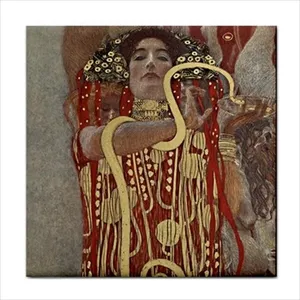 Azulejo de cerámica Art Nouveau de Gustav Klimt Art Hygieia Goddess of Health Backsplash - Product Image 1