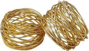 Porte-serviette de luxe doré 1 pièce ronds de serviette en métal avec design élégant en fil d'or - Product Image 3