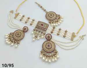 Indian Traditional Drop & Motipearl Square Stylish Jewellery <b>Set</b> <b>Gold</b> Plated With <b>Earring</b> <b>and</b> Maagtika Choker <b>Necklace</b> <b>Set</b> Women - Product Image 5