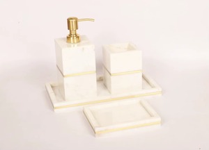 Ensemble de salle de bain en marbre blanc marbre poli pour comptoir de salle de bain vanité à la maison utilisation décorative et fonctionnelle d'Inde - Product Image 2