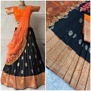 Sari de diseñador de satén de seda tejido a mano con borde Jarkhan de diamantes Hotfix para un estilo elegante, sin arrugas, ligero y formal indio. - Product Image 5