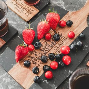 Planche à pain en bois au fini naturel avec poignée, parfaite pour servir des apéritifs, du fromage, des collations sèches et du fromage en acier inoxydable - Product Image 6