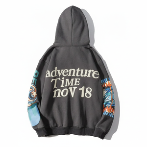 Sweat à capuche oversize en coton pour homme, fermeture éclair quart de tour, noir délavé, style hip-hop, poche, fabricant en gros - Product Image 2