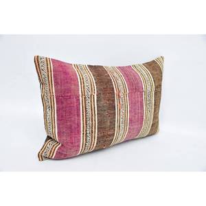 Kantha en laine à motif vintage bohème multicolore 16x24 pouces Coussin décoratif tissé Patchwork Design - Product Image 3