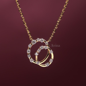 Colgante de Diamante Redondo Cultivado en Laboratorio con Certificación IGI, Doble Círculo en Oro Amarillo/Blanco y Rosa de 9K, Colgante de Diamantes Entrelazados - Product Image 4