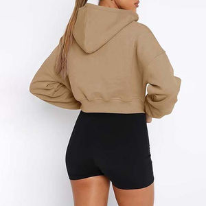 Custom Print Logo Wholesale Winter Hooded Fleece Women's Cropped <b>Hoodies</b> Breathable Plus Size Zipper <b>Sweatshirts</b> - Product Image 4