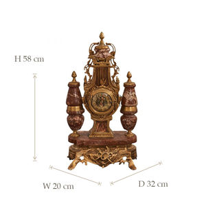 Antique brass and marble decorative <b>clock</b> with luxurious <b>vintage</b> design and ornate classic details for elegant home decor - Product Image 5