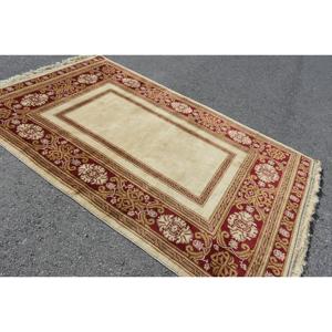 Alfombra Turca Vintage de 5.3x8.4 pies, Alfombra Grande, Alfombra de Lana con Diseño Floral Rojo Beige - Product Image 1