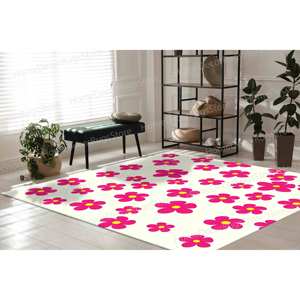 Tapis imprimé à fleurs roses : Décoration intérieure et chambre d'enfant, avec tapis à poils doux - Product Image 3