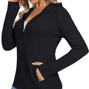 Premium Womens Workout & Yoga Sun <b>Hoodie</b> Jacket 100% Polyester Fleece Soft Knitted Fabric UV Protection All Day Breathability - Product Image 6