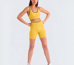 Conjunto Deportivo de Top y Shorts para Gimnasio, Brasier Deportivo y Shorts Cortos de Cintura Alta, Ropa Deportiva Ajustada para Mujer, Conjunto de Shorts de Yoga - Product Image 4