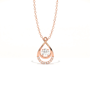 Pendentif Aarinya Apex en or 14 carats avec diamant de laboratoire solitaire, pavé infini en forme de goutte, certifié IGI, or tendance, cadeau pour mariage ou fête - Product Image 6