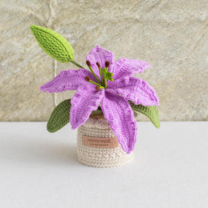 Ramo de Flores en Maceta Tejido a Mano, Decoración de Flores Artificiales, Regalo al por Mayor, Planta de Lirio en Maceta - Product Image 5