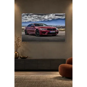 Impression sur toile de la BMW M5 Fida Burgundy sous des nuages spectaculaires - Product Image 3