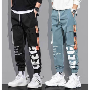 Pantalon de jogging harem slim fit pour homme avec rubans, style streetwear classique, legging décontracté - Product Image 1