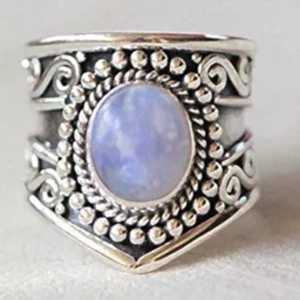 925 Sterling Silver Rainbow Moonstone <b>Statement</b> <b>Ring</b> Handmade Boho June Birthstone Jewelry 18K Perfect Gift for Her Birthday - Product Image 6