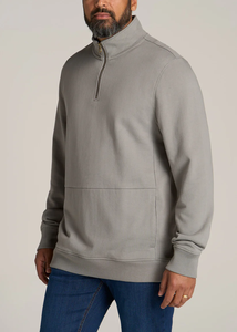 Sweat à capuche motif quart de fermeture éclair pour hommes de grande taille pull d'hiver en éponge française noir avec col à capuche sweat-shirt hommes vente en gros - Product Image 3