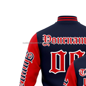 Concept créatif Veste universitaire personnalisée en laine et cuir Marque unique avec broderie sur le devant Col montant Logo Modèle MCACVJ-205 - Product Image 3