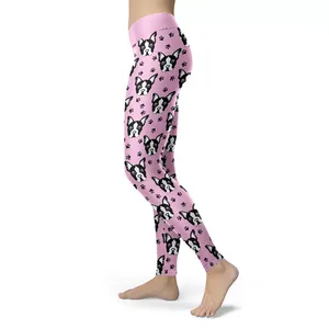 Leggings de yoga pour femmes, coupe ajustée, design personnalisé, taille haute, effet push-up, logo, spandex/nylon, longueur intégrale - Product Image 5