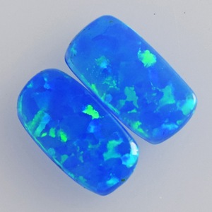 Pareja de Ópalos Naturales Azul Verde Rectangulares de 3 CTW, Tamaño Cabujón 16x8x2 MM, para Fabricación de Joyas, Gema Tallada a Mano - Product Image 2