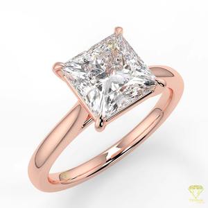Anillo de princesa de diamantes cultivados en laboratorio VVS impecable solitario de la mejor calidad en brillante y perfecto para momentos de compromiso atemporales - Product Image 3