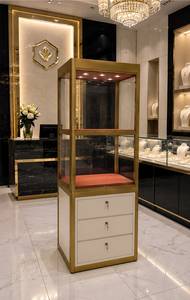 Luxury Rectangular Glass Jewelry Display Case Lighting <b>Key</b> Lock Drawers Retail Necklace Bracelet <b>Ring</b> Presentation Sample Making - Product Image 5