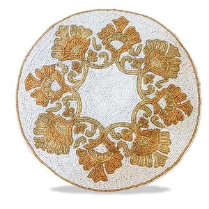 High Quality Glass <b>Beaded</b> Embroidery Cutwork <b>Placemat</b> for Kitchen Tabletop Home Decor Parties New Year Very Low Price - Product Image 4
