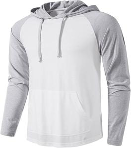 High Quality Long Raglan Sleeve <b>Lightweight</b> Classic Fit Kangaroo Pockets Drawstring Closer Pull Over <b>Hoody</b> for <b>Men</b> - Product Image 5