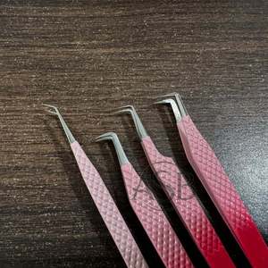 Pince à épiler ronde à 90 degrés, rose ombré avec cœur, pince à épiler pour cils à forte adhérence, outil de beauté, logo personnalisé - Product Image 5