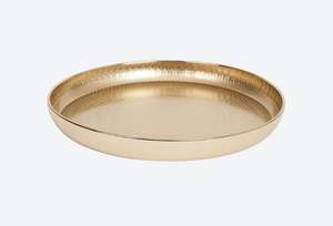 Plateau de service unique martelé avec placage or en aluminium, forme ronde, plateau de service alimentaire pour cuisine et restaurant, taille personnalisée - Product Image 4