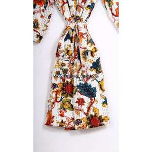 คอลเลคชั่นแฟชั่นสไตล์ใหม่ เสื้อคลุมกิโมโนแบบควิลท์งานฝีมืออินเดีย ปิดด้วยเข็มขัด ปักลายสั้น ผ้าฝ้ายออร์แกนิก - Product Image 6