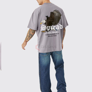 Drop Shoulder Plain 100% algodón estampado gráfico personalizado Casual Streetwear Tee fabricante de alta calidad - Product Image 3