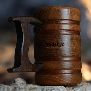 Wide handcrafted wooden mug traditional design made for conscious buyers looking for natural wood alternatives by Tradebyd - Product Image 1