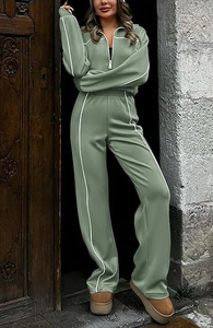 Ensemble de survêtement deux pièces personnalisé pour femme avec logo, collection automne 2025, comprenant un sweat à capuche zippé à manches longues et un pantalon long - Product Image 4