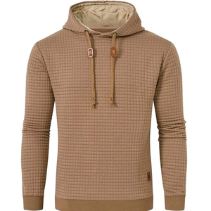 Sweat à capuche gaufré élégant pour hommes avec cordons de serrage à la mode Sweat-shirt en tricot texturé de qualité supérieure pour l'extérieur et les vêtements décontractés - Product Image 4