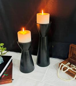 Bougeoir de pilier de ferme ensemble de 2 chandeliers décoratifs en bois centres de table pour cheminée café Bar Table à manger - Product Image 1