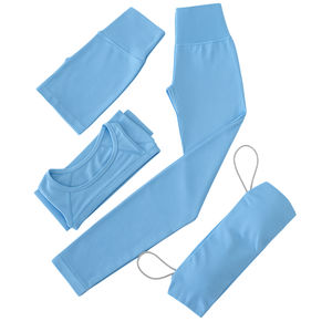 Compression Activewear Slim Nylon femmes Yoga Legging soutien-gorge ensemble taille élastique respirant séchage rapide 2 pièces taille moyenne - Product Image 3