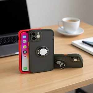 Funda de teléfono DAM Matte TPU con soporte de anillo para iPhone 13, protección antichoque - Product Image 3