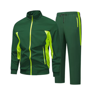 Survêtement d'entraînement de football d'hiver pour hommes de qualité supérieure, vert, col montant, manches longues, séchage rapide, respirant, poches latérales - Product Image 1