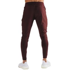 Men's Burgundy Slim Fit Gym Workout Joggers Pant High Quality 100% Cotton Casual Fitness Leggings Flat Front Sportswear - Product Image 3