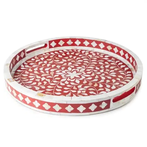 Resin Inlay Disposable Tray Rectangle Customized Pattern Modern Party Serving Server Handle Polished - Product Image 5