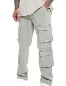 การออกแบบที่กําหนดเองกางเกงผู้ชายผ้าใบเฮฟวี่เวทหลายกระเป๋าช่างไม้ Jogger กางเกงขนาดบวกบุรุษกางเกงถุงกางเกงคาร์โก้