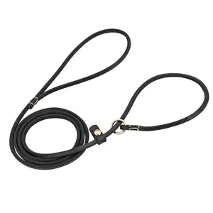 4ft Slip Leads Dog Leash Rolled Leather Rope Training Walking Collar Leash Wholesale Supplier