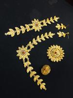 Ensemble de bijoux vintage plaqué or 24 carats DDP Classic pour femmes, collier et boucles d'oreilles en cuivre Comores Mayotte, style USA France, cadeau