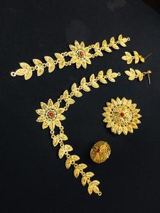 DDP classique 24K plaqué or Vintage ensemble de bijoux de mode Comores Mayotte cuivre collier et boucles d'oreilles USA France Style - Product Image 3