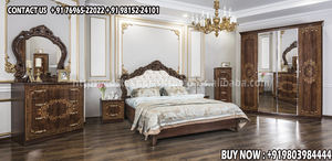 Ensemble de lit en teck sculpté à la main de la série Luxury Palace, couleur personnalisée, design traditionnel, California King, pliable, vente d'usine - Product Image 5