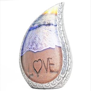 Love Esmalte Aluminio Lágrima Urnas de cremación Urnas de cenizas de metal de alta calidad con forma de lágrima - Product Image 1