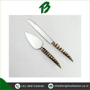 Proveedor indio de calidad superior, diseño moderno, mango de resina duradero de acero inoxidable único, juego de servidor de cuchillos para pasteles de 2 piezas - Product Image 2