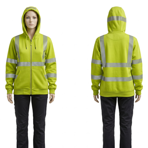 Sweat à capuche de travail de sécurité en polaire polyester 320 GSM pour hommes et femmes, jaune haute visibilité avec panneaux réfléchissants, logo personnalisé brodé ou imprimé - Product Image 2